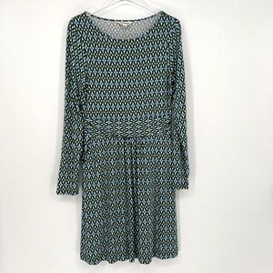 Boden Dress Womens 8 Amelie Jersey Printed Long Sleeve Geometric Stretchy